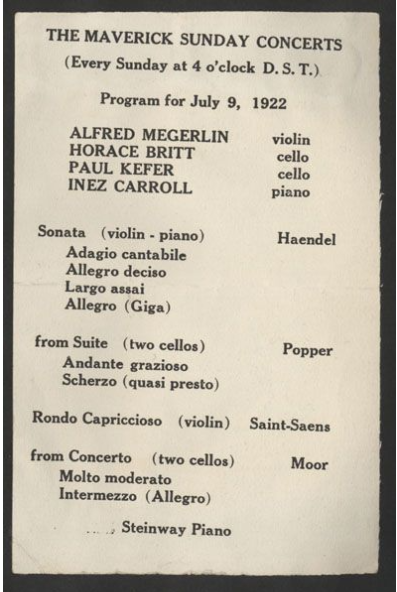 1922 Maverick Sunday concert program